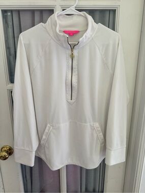 Lilly Pulitzer White Quarter-Zip velour Pullover
